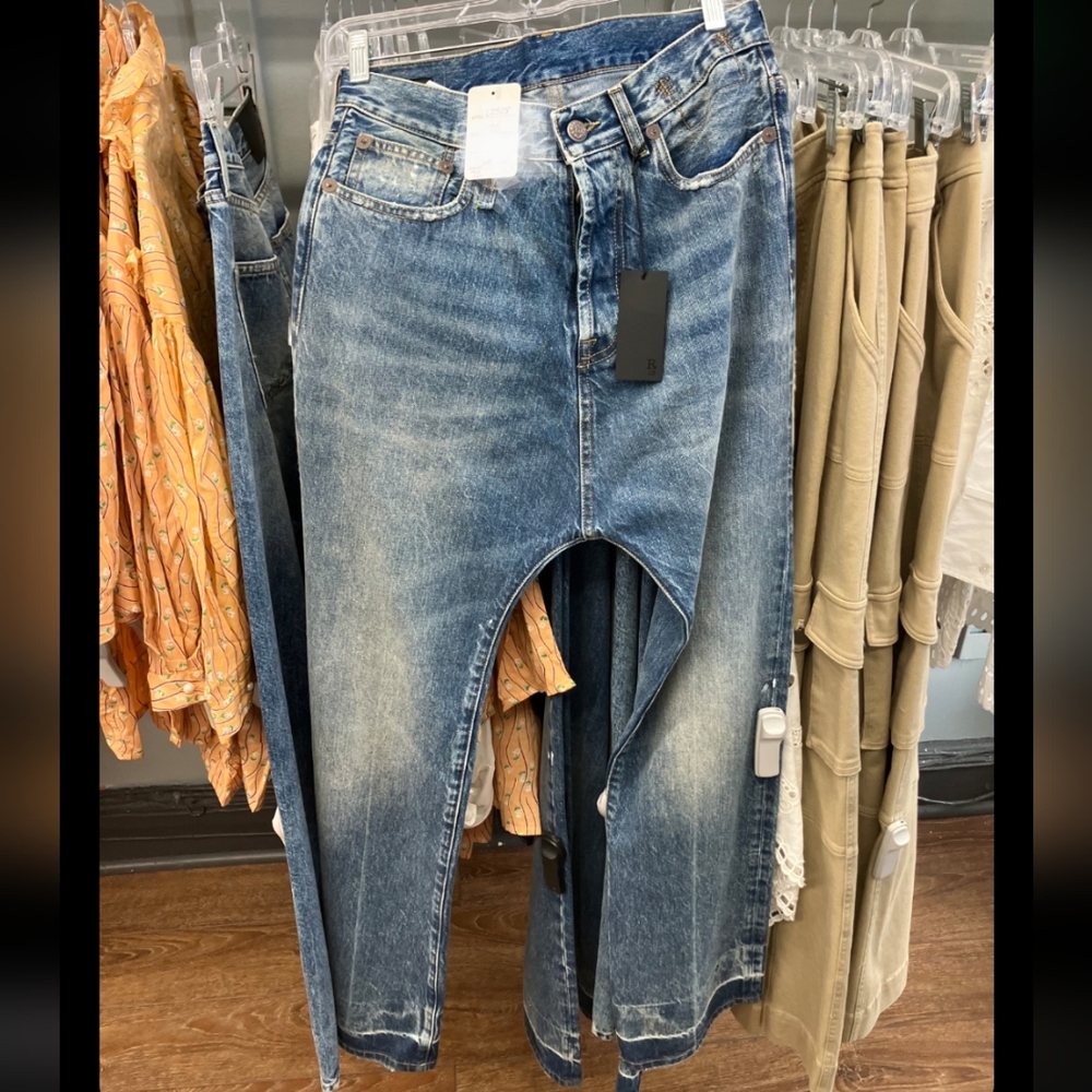 Nwt R13 Izzy Drop In Jasper Color With Let Down Hem Stylish Blue Women's Jeans - Picture 7 of 13